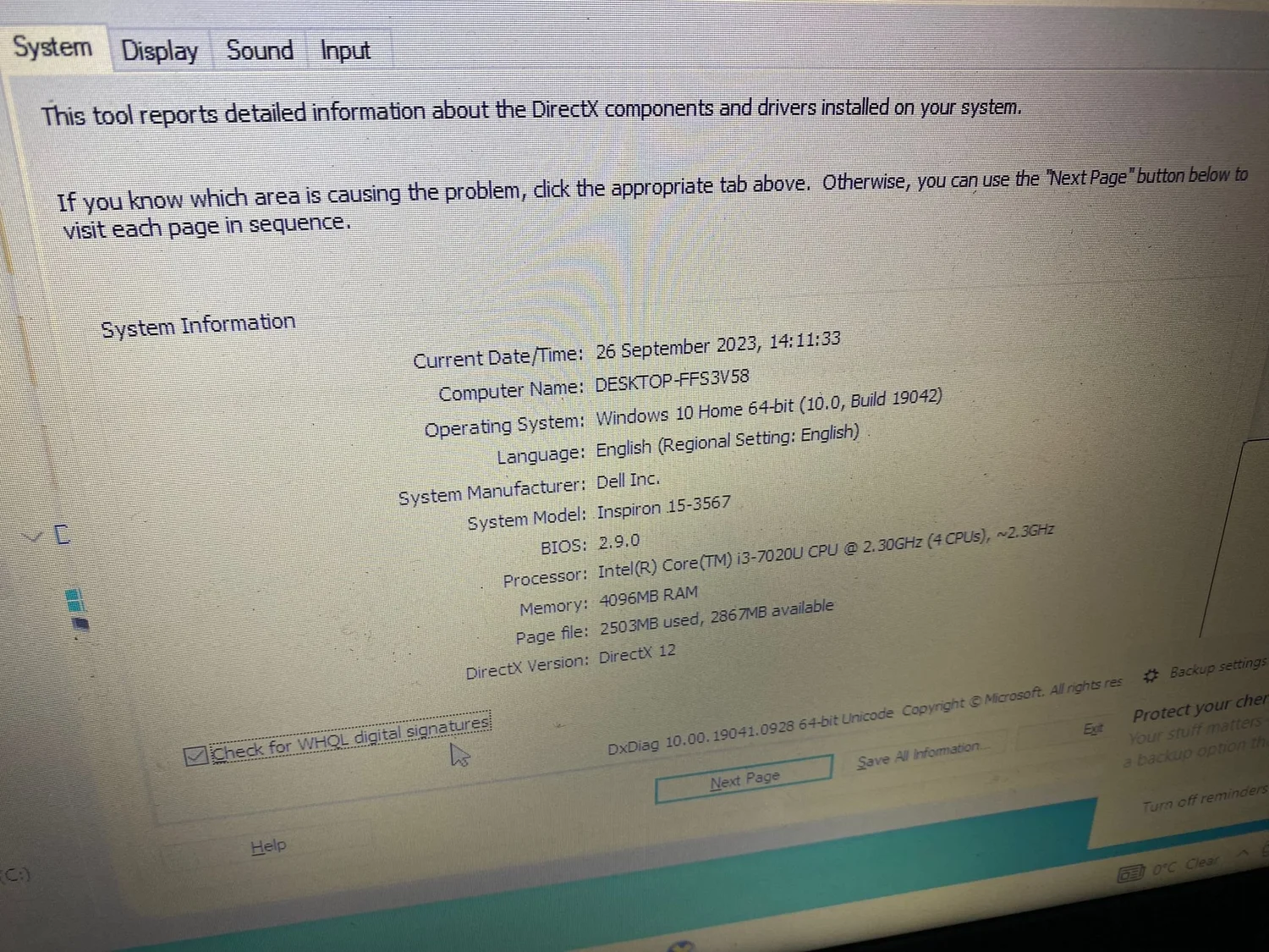 Dell Inspiron 15 3567 Intel i3 7th Gen 4GB RAM 128GB SSD Windows